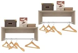 Kit 2 Nichos Cabideiros Suspensos Berlim Carvalho Castanho - Lumil Móv