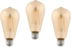 Kit 3 Lâmpadas Bulbo Filamento E27 Led 2w 200lm 360°