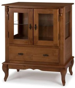 Cristaleira Baixa Di Lucca Imbuia 2 Portas Vidro 1 Prateleira 1 Gaveta Base Imbuia 80cm - 59785 Sun House