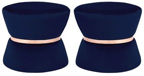 Kit 02 Puffs Decorativo Sala de Estar 45cm Dhaka Veludo Azul Marinho G15 - Gran Belo