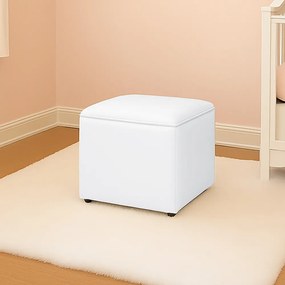 Puff Decorativo Quadrado para Sala Lígia Sintético E03 - D'Rossi - Branco