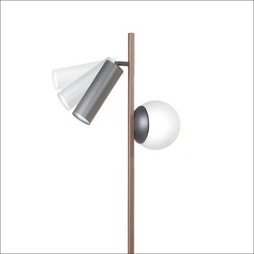 Luminária De Chão Ela 24X31X146Cm Tubo Metal Alumínio E Vidro 1Xmr11 /... (PRETO / COBRE BRILHO)