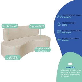 Kit Sofá Curvo Amsterdã 200cm e Poltrona Luiza Max Bouclé