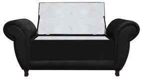 Recamier com Baú Itália Namoradeira Calçadeira Suede Preto - D'Rossi