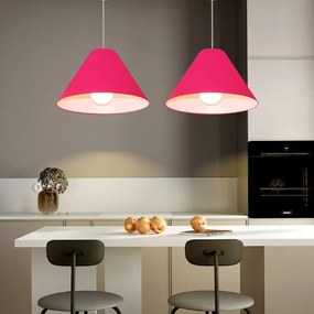 Lustre Pendente Cone Md-4078 Cúpula em Tecido 25/40x15cm Rosa Pink - Bivolt