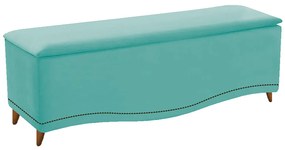 Calçadeira Estofada Yasmim 90 cm Solteiro Suede Azul Tiffany - ADJ Decor