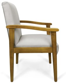 Poltrona Eloisa Veludo Base de Madeira Castanho - Cinza