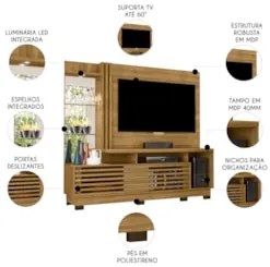 Estante Painel Para TV 60 Pol 200cm Sam Z10 Cumaru - Mpozenato