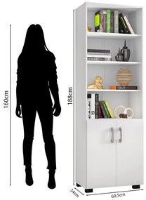 Livreiro Office Brian 02 Portas Pequenas L01 - ADJ DECOR