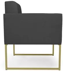 Sofá Namoradeira e 1 Poltrona Base Industrial Dourado Ana Sintético Pr