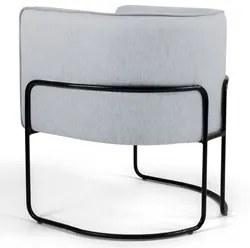 Poltrona Decorativa Base Aço Betina D-315 Linho Cinza - Domi