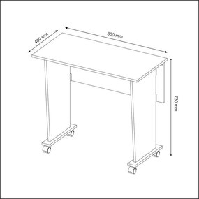 Mesa Dobrável Multiuso Rodas Notebook Home Office Nogal