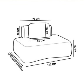Sofá Módulo Canto 175cm Orgânico Sala Berlim Bouclê K01 - D'Rossi - Off White