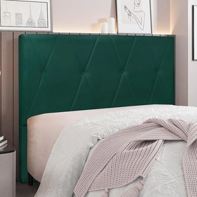Cabeceira Decorativa Casal 1,40M Yves Veludo Verde Floresta G63 - Gran Belo