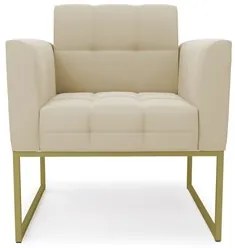 Sofá Namoradeira e 1 Poltrona Base Industrial Dourado Ana Suede Bege -