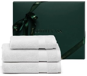 Kit Presente 2 Toalhas de Rosto + 1 Toalha de Lavabo Literie 100% Algodão Allure - Branco  Branco