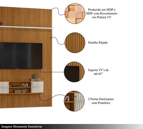 Home Theater Killua 2 Portas Deslizantes MDP até 65 Cinamomo/OffWhite G97 - Gran Belo
