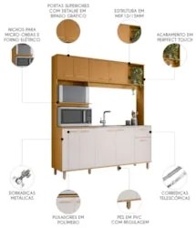 Cozinha Compacta e Pia 120cm Luiza Freijó/Ripado/Off Acetinado Z44 - M