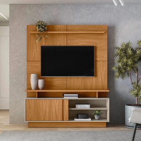 Home Decorativo Vicente MDF/MDP TV até 60 Polegadas Porta de Correr Nature/Off White G77 - Gran Belo