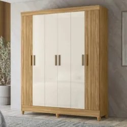 Guarda Roupa Casal 165cm 6 Portas Guiana Freijó/Off Z17      - Mpozena