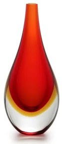 Gota Mini Média Bicolor Vermelha com Âmbar Murano Cristais Cadoro