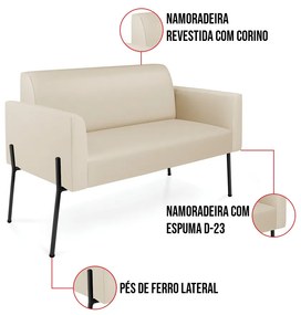Sofá Namoradeira e Poltrona Pé de Ferro Preto Marisa Corino D03 - D'Rossi - Bege