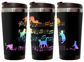 Copo Térmico 500ml Inox Preto Gato Musical