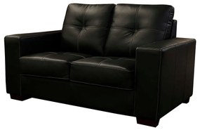 Sofá de Couro 2 Lugares Londres 151cm M06 Cor Preto 450 - ADJ DECOR