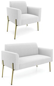 Namoradeira e Poltrona Pé Ferro Dourado Marisa Bouclê D03 - D'Rossi - Off White