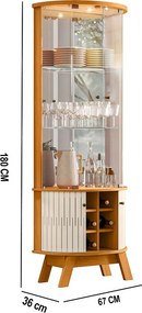 Cristaleira de Vidro com Led 67cm Sala de Jantar Ravion M20 - D'Rossi - Cinamomo e Off White