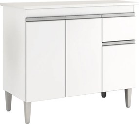 Balcão Cozinha com Tampo 100cm 3 Portas Taylla A01 - D'Rossi - Branco