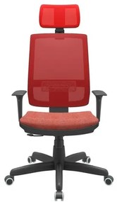 Cadeira Office Brizza Tela Vermelha Com Encosto Assento Concept Rose RelaxPlax Base Standard 126cm - 63633 Sun House