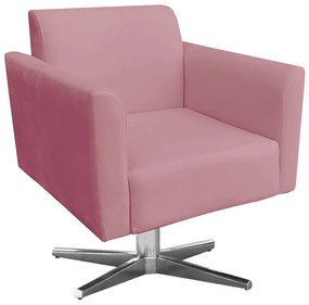 Kit 02 Poltronas Giratória Marisa Suede Base Cromada D03 - D'Rossi - Rose