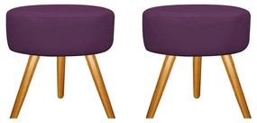 Kit 02 Puffs Sofia Palito Mel Suede Roxo - ADJ Decor