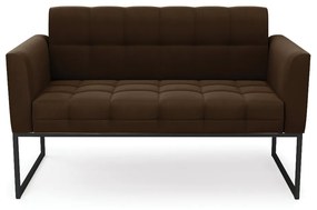 Sofá Namoradeira Elisa Suede Base Metálica Industrial Preto - D'Rossi - Marrom