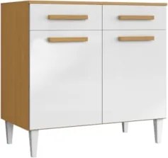 Balcão de Cozinha Com Tampo 91cm Hanna Cinamomo/Branco A15   - Mpozena