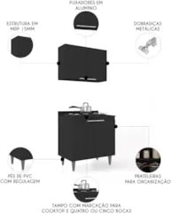 Armário de Cozinha e Balcão Cooktop Pérola Z34 Preto        - Mpozenat