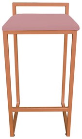 Banqueta Alta Industrial Pietra Suede Rose Base Cobre D'Rossi