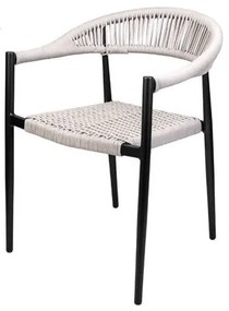 Cadeira Trancoso Alumínio Preto Assento Corda Náutica Amêndoa - 72039 Sun House