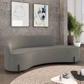 Sofá 4 Lugares Orgânico 220cm Pé Ferro Preto Morgan Suede D03 - D'Rossi - Grafite