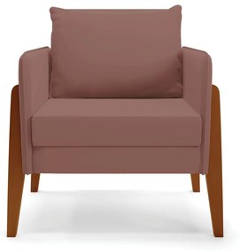 Kit 1 Sofá Namoradeira e 1 Poltrona Lana Veludo Rosê Base de Madeira - D'Rossi