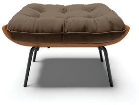 Puff Costela Suede Base Metálica Preto - D'Rossi - Marrom