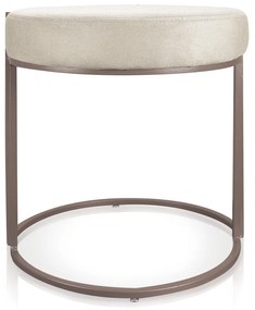 Puff Redondo Base Industrial Cobre Love Suede D03 - D'Rossi - Bege
