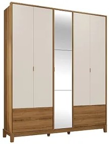 Roupeiro Grafeno Com Espelho Nature/Off White - J&amp;A Móveis