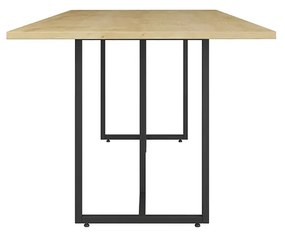 Kit 04 Cadeiras Eiffel Nude e 01 Mesa de Jantar 04 Lugares Jade 90 cm Natural Base Metálica Industrial Preto - D'Rossi
