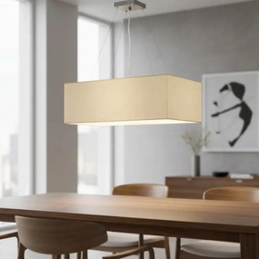 Lustre Pendente Retangular Md-4372 Cúpula em Tecido 60x40cm Bege