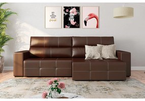 Sofá Retrátil 224cm Nero Couro Marrom - Gran Belo