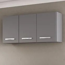 Armário de Cozinha Aéreo 120cm 3 Portas Honduras Cinza - Lumil