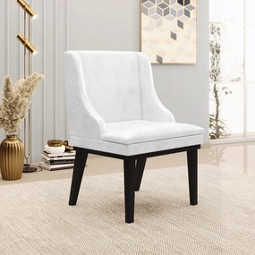 Kit 5 Cadeiras Decorativas Sala de Jantar Base Fixa de Madeira Firenze PU Branco Brilho/Preto G19 - Gran Belo