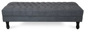 Puff Baú Decorativo Capitonê Luis XV 90x40cm Suede Cinza - Sheep Estofados - Cinza